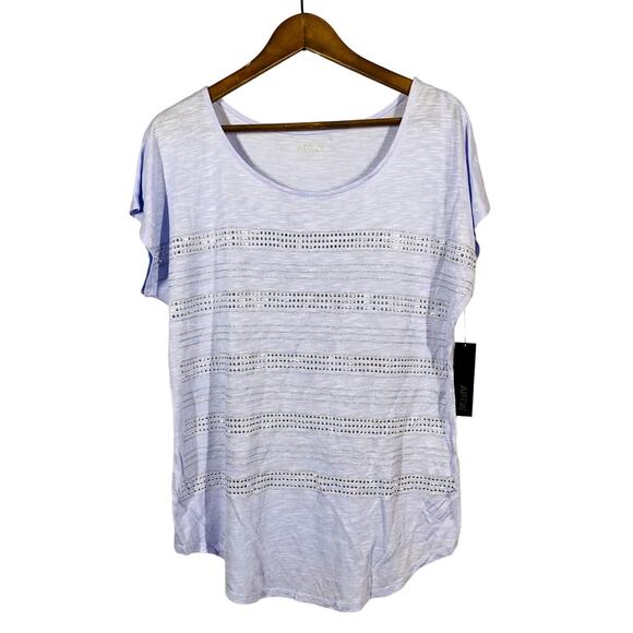 NEW! Apt. 9 Scoop Neck Tee Lilac Rhinestone Cap Sleeve - L - Picture 1 of 4